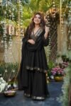 Aliya Cut Black Kediya Style Real Mirror Work Plazzo Set