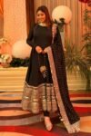 Black Celebrity-Style Embroidered Anarkali Set