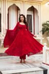 Classic Red Anarkali Suit for Weddings & Celebrations