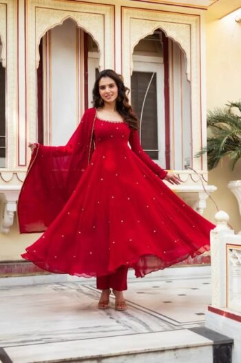 Classic Red Anarkali Suit for Weddings & Celebrations